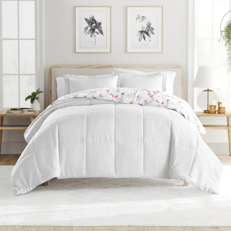 Becky Cameron Down-Alternative Comforter Set in Meadow Floral Stripe