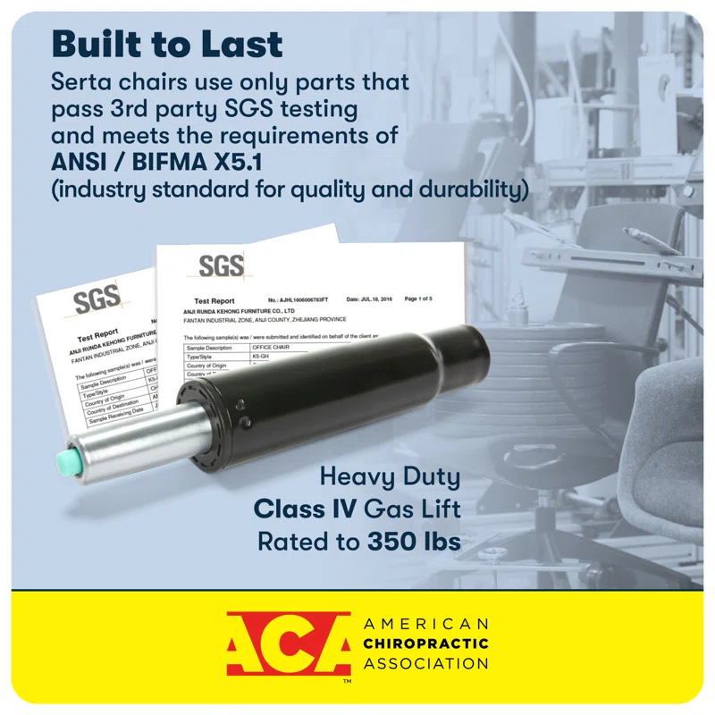 Serta Serta Comfort Executive Big & Tall Office Chair, Ergonomic High-Back, Semi Plush Seat, Padded Arms