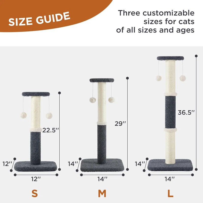 Tall Cat Scratching Post - Premium Sisal Rope Highly Resistant Carpet Scratching Posts For Indoor Cats Adults, Sturdy Large Cat Scratch Pole With Hanging Ball,