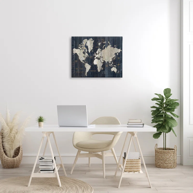 Stupell Industries Distressed Antique World Map Rustic Aesthetic by Wild Apple Portfolio - Graphic Art Print on Canvas