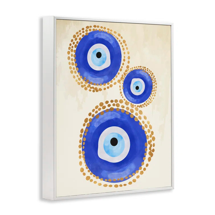Stupell Industries " Round Blue Evil Eye Pattern Lustrous Dotted Detail " by Two Smart Blondes Painting Print