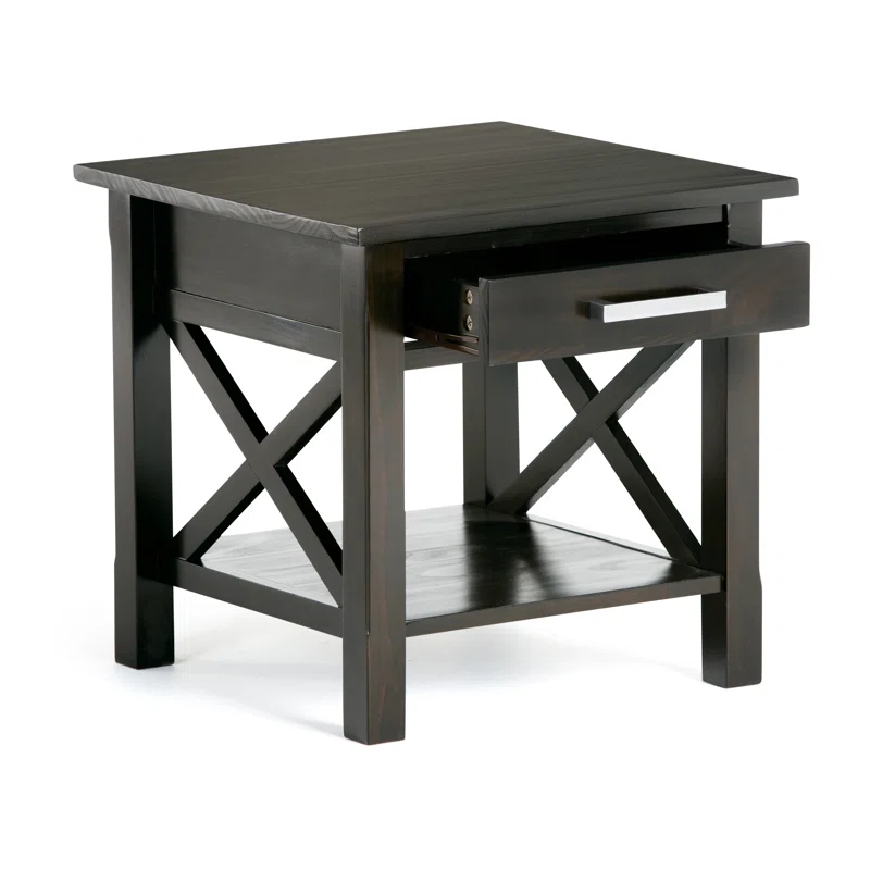 Simpli Home Kitchener 21"W Solid Mango Wood Square End Table with Storage Drawer