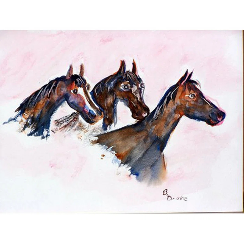 Betsy Drake Interiors Three Horses Non Slip Door Mat