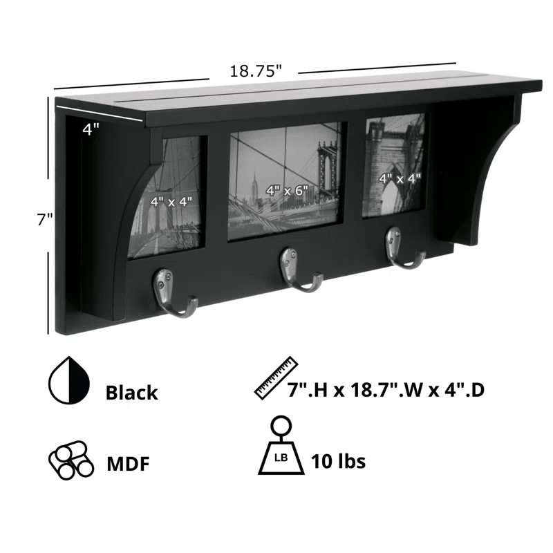 Winston Porter Lemire Wall 3 - Hook Wall Mounted Coat Rack