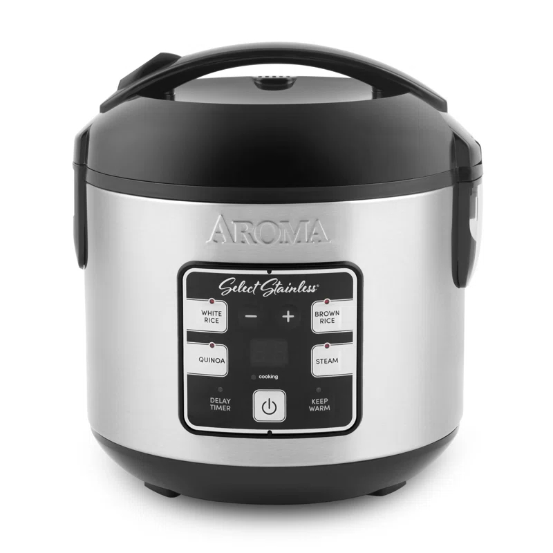 Aroma Aroma Select Stainless Rice Cooker, 4-cup (uncooked) / 8-cup (cooked), Stainless Steel Inner Pot, Multicooker, Steamer, 2 Qt