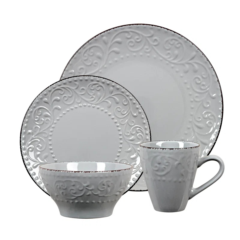 Lorren Home Trends Lorren 16 Piece Stoneware Dinnerware Set - Service for 4