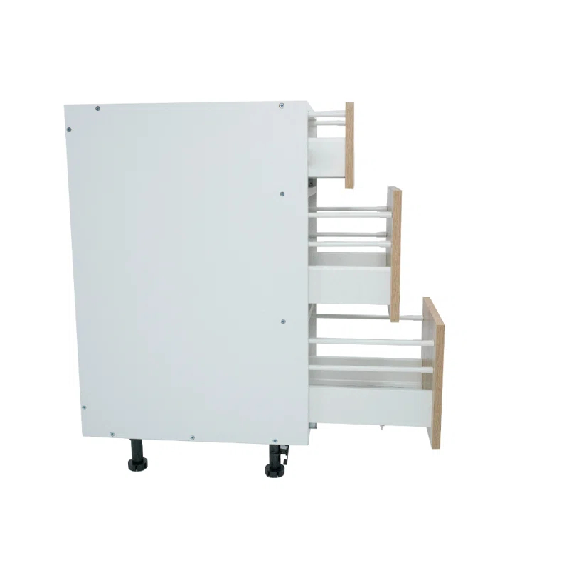 Cambridge 17 34.5'' H Ready to assemble Light Oak Vanity Base Kitchen Cabinet, 3 Drawer