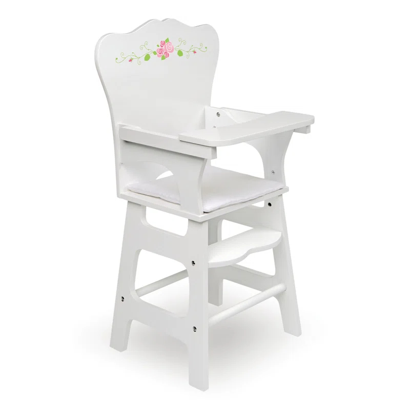 Badger Basket Doll High Chair with Padded Seat - White Rose