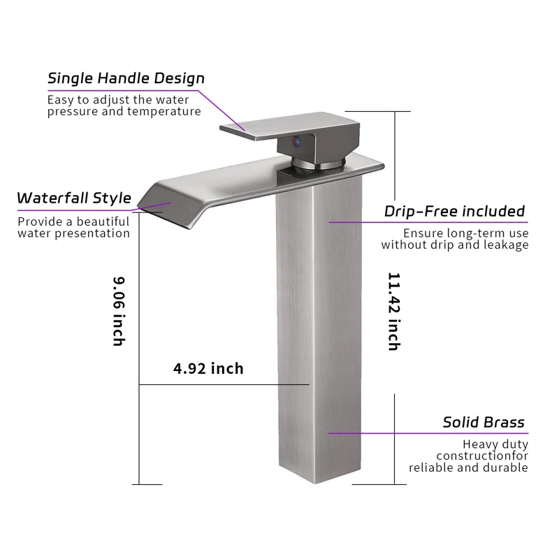 VIBRANTBATH 6004H-N Vessel Sink Faucet Single-handle Bathroom Faucet with Drain Assembly