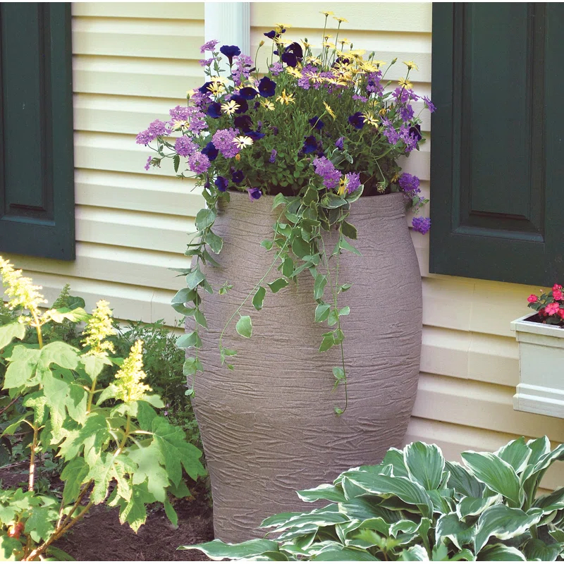 EMSCO Group Weather Resistant Plastic Rain Barrel and Hose with Diverter Kit