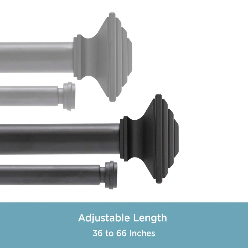 Kenney Mission Black Adjustable 1" Double Curtain Rod