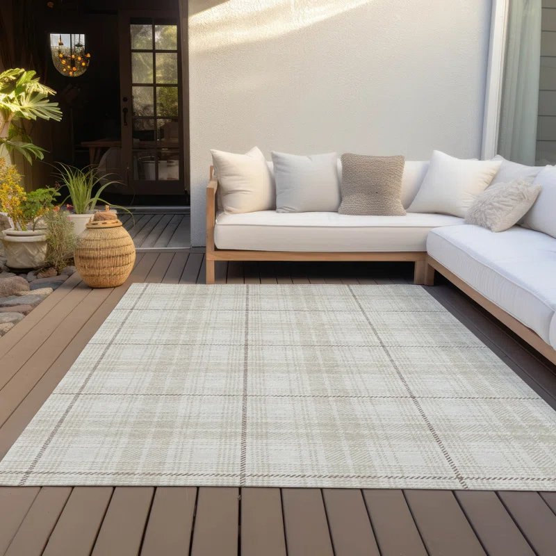 Machine Washable Indoor/Outdoor Chayden ACN993 Ivory 5' x 7'6" Rug
