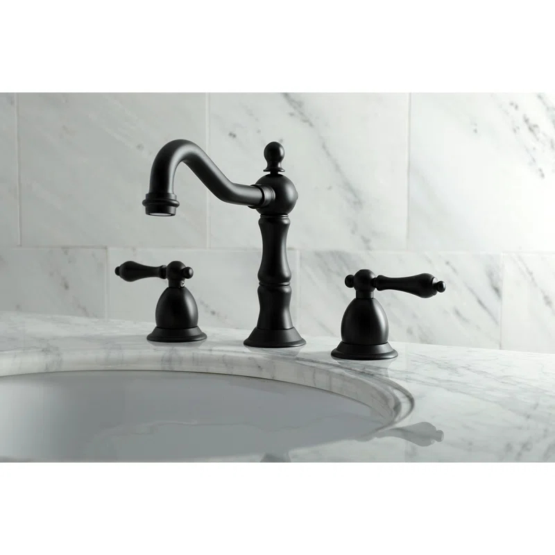 Kingston Brass KS1970AL Kingston Brass Heritage Two-Handle 3-Hole Deck Mount Widespread Bathroom Faucet with Brass Pop-Up Drain
