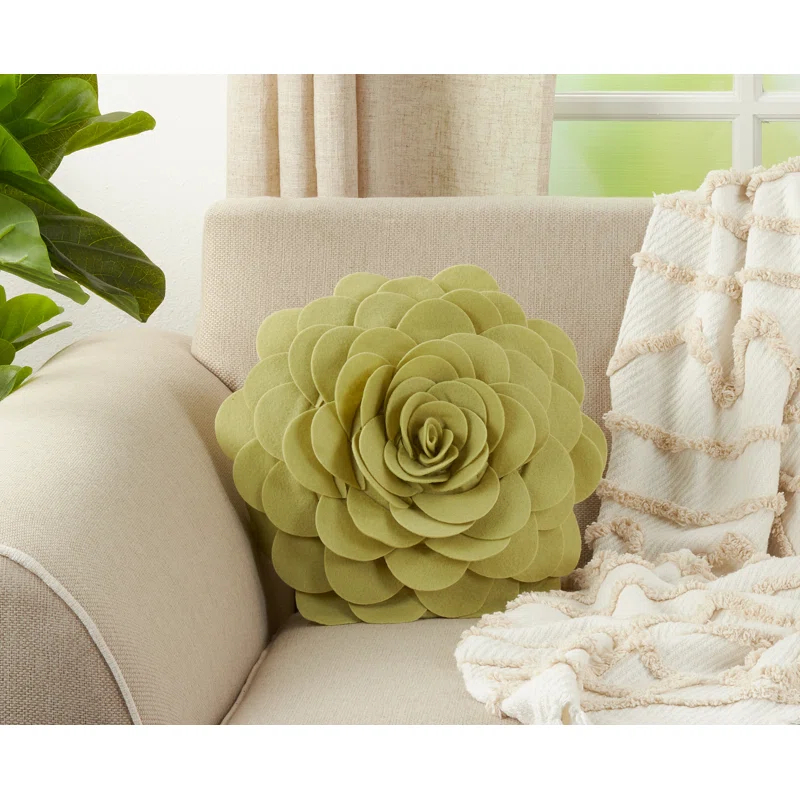 Saro Felt Collection Appliqued Felt Throw Pillow