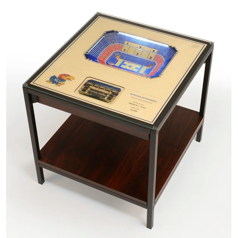 YouTheFan Glass Top End Table
