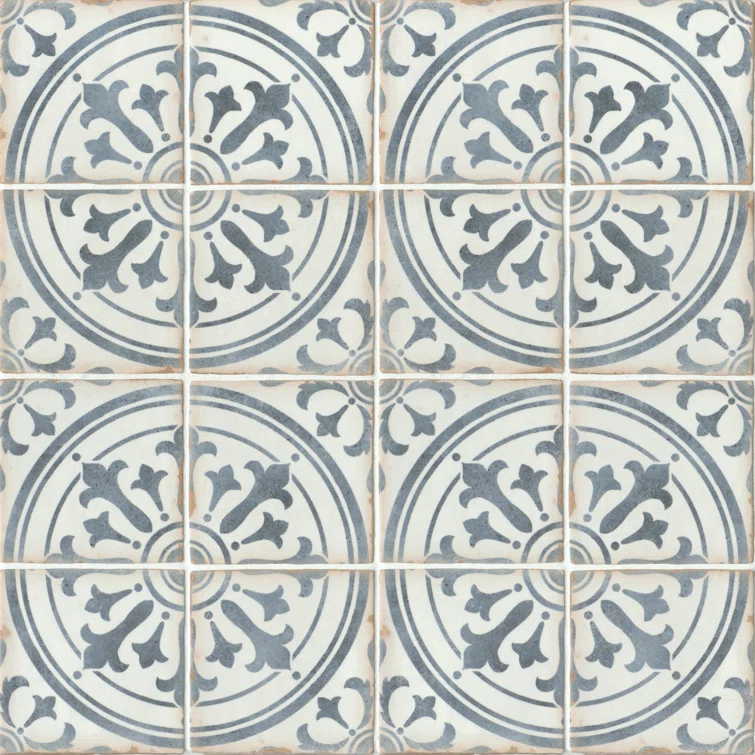 Bedrosians Casablanca 5" x 5" Ceramic Patterned Floor Use Tile (Set of 32)