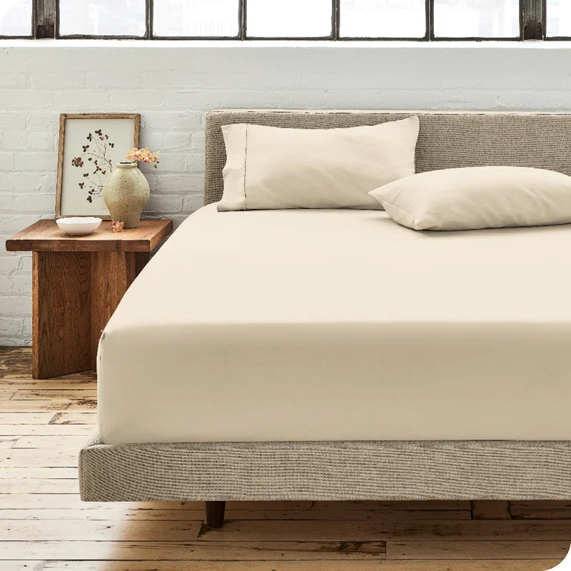 Bare Home 300 Thread Count Organic Cotton Percale Fitted Sheet