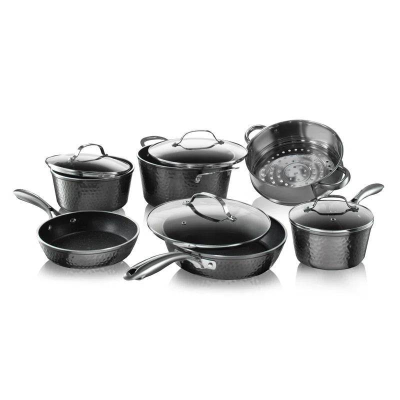 Granitestone Granitestone Hammered 10 Piece Aluminum Nonstick Cookware Set with Stay Cool Handles, Oven & Dishwasher Safe