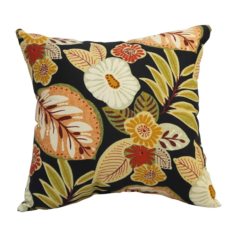 Blazing Needles Outdoor Cushion Collection Floral Indoor/Outdoor Reversible Throw Pillow (Set of 4)