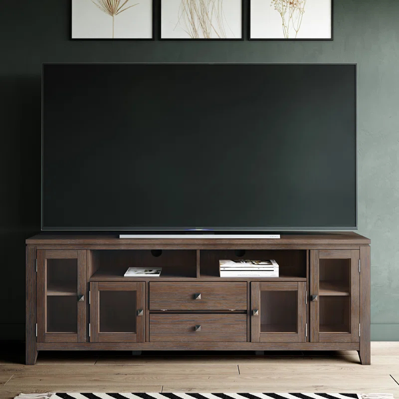 Simpli Home Cosmopolitan SOLID WOOD 72 inch Wide TV Media Stand For TVs up to 80 inches