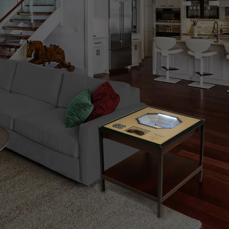 YouTheFan Glass Top End Table