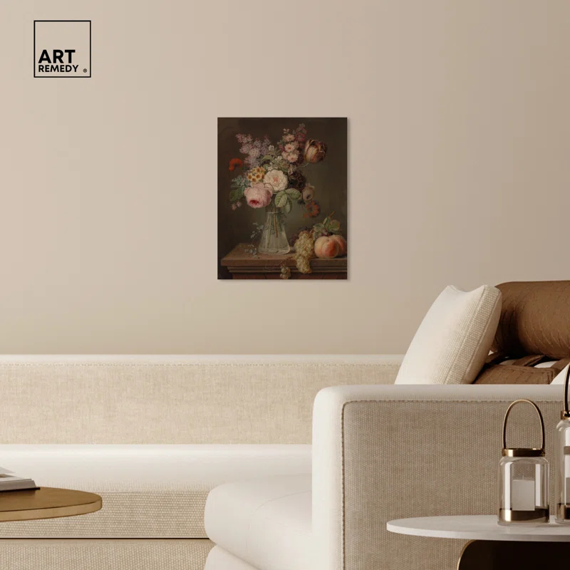 Art Remedy Flower Piece In Glass Vase Roses Wall Art by Art Remedy