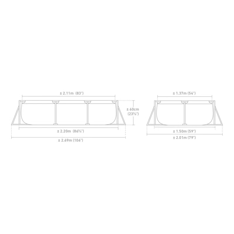 Intex Plastic Rectangle Frame Set Pool 23.62'' H x 59'' W x 86.62'' L