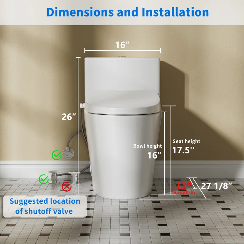 Casta Diva CD-Y020 Bidet Toilet Combo, Heated Seat, Warm Dryer, 1.0/1.6 GPF Power Dual Flush and MAP 1000g