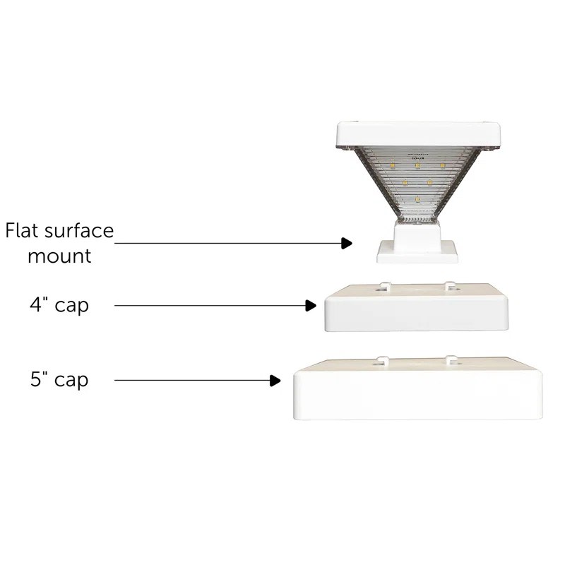 Gama Sonic Luxor Black 4x4 and 5x5 Solar LED Deck Post Cap Light with Warm White and Hi/Lo Mode for Backyard and Wood Fence(2-Pack) (Set of 2)