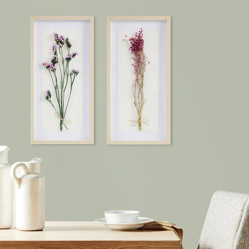 Dried Flower 2-Piece Shadow Box Wall Decor Set
