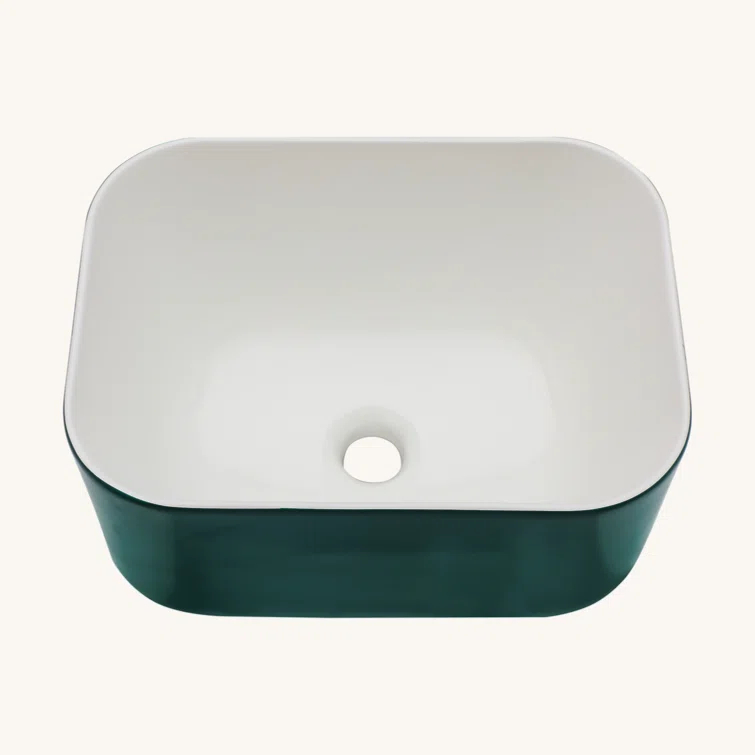 Tech Cube 16X12 Inch Ceramic Square Vessel Bathroom Sink TCYX05440A