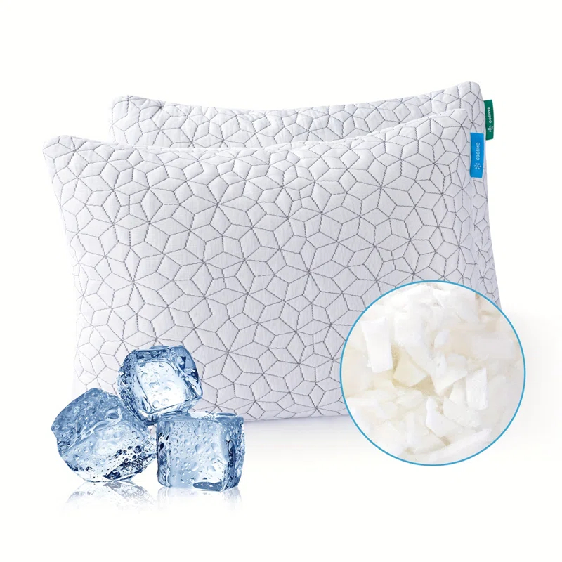 Alwyn Home Set Of 2 Cooling Shredded Memory Foam Pillows For Sleeping, Pillow Cooling Gel Pillows For Hot Sleepers Cool Pillow For Side Back Sleeper, Neck Pain Relief Adjustable Gel Bed Pillow For Hot Sleepers