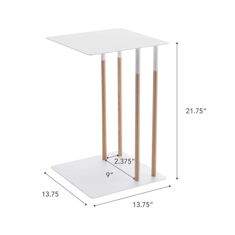 Plain Yamazaki Home Steel + Wood Sofa C Table End Table Coffee Tray, Bedside Or Living Room