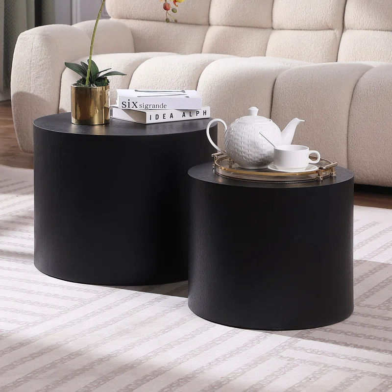 Gracie Oaks MDF With Veneer Side Table/Coffee Table/End Table/Nesting Table Set Of 2 For Living Room,Office,Bedroom