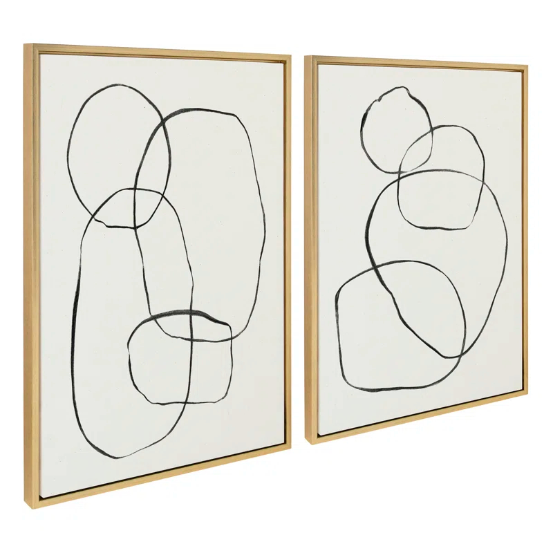 Kate and Laurel " 871 Modern Circles Flinen (left) & 869 Going In Circles Flinen (right) " by Teju Reval 2 - Pieces