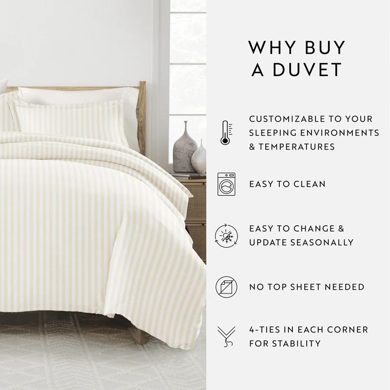 IEnjoy Home Becky Cameron Puffed Rugged Stripe Duvet Cover Set