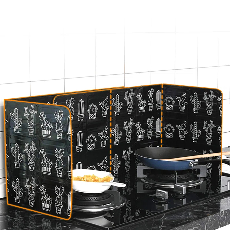 Cheer Collection Foldable Aluminum Oil Splatter Guard Plates (Black) (Set of 2)