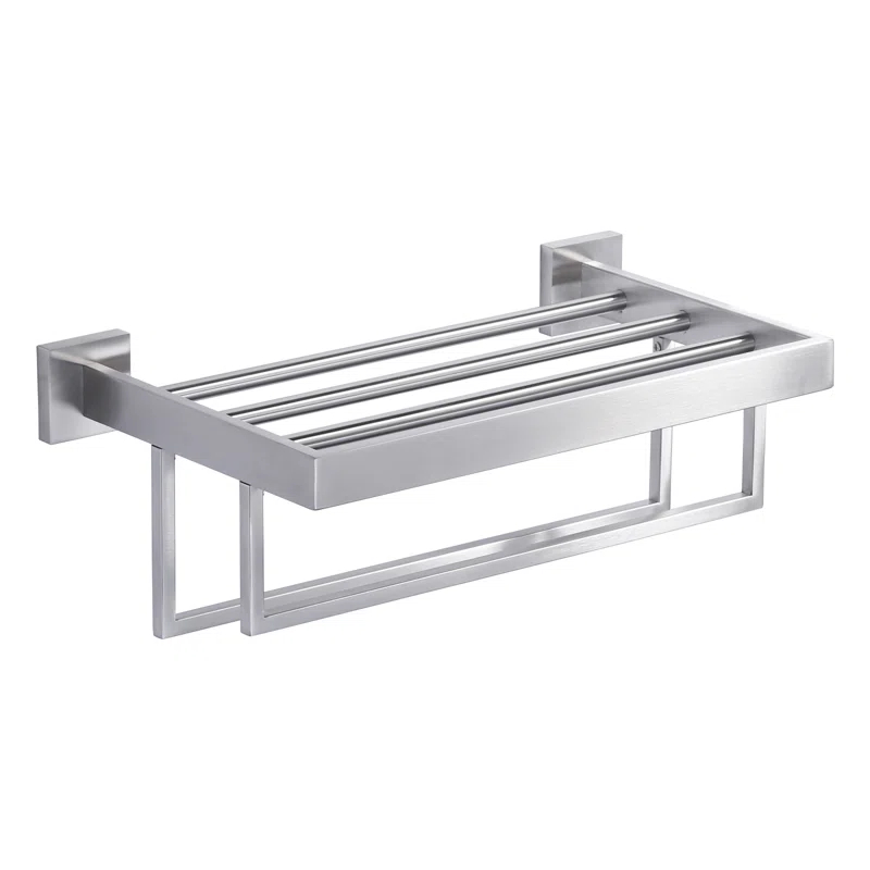 ARCORA AR5150101-16 2-Tier Wall Mounted Stainless Steel Bathroom Towel Rack With 2 Towel Bars Square Rods