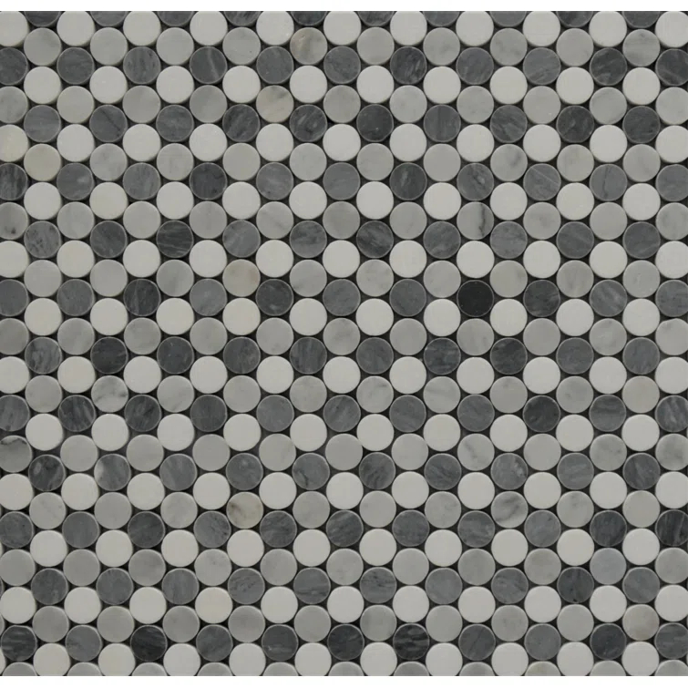 La Maison en Pierre Penny Rounds 1" x 1" Marble Mosaic Wall & Floor Tile