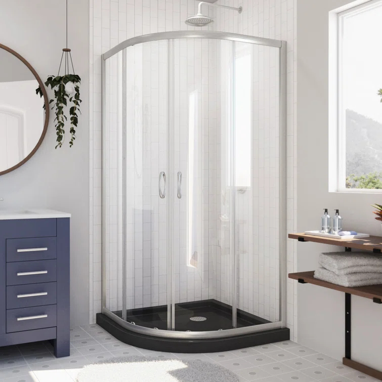 DreamLine Prime 36" x 74.75" Round Sliding Shower Enclosure with Base Included DL-6702-89-04