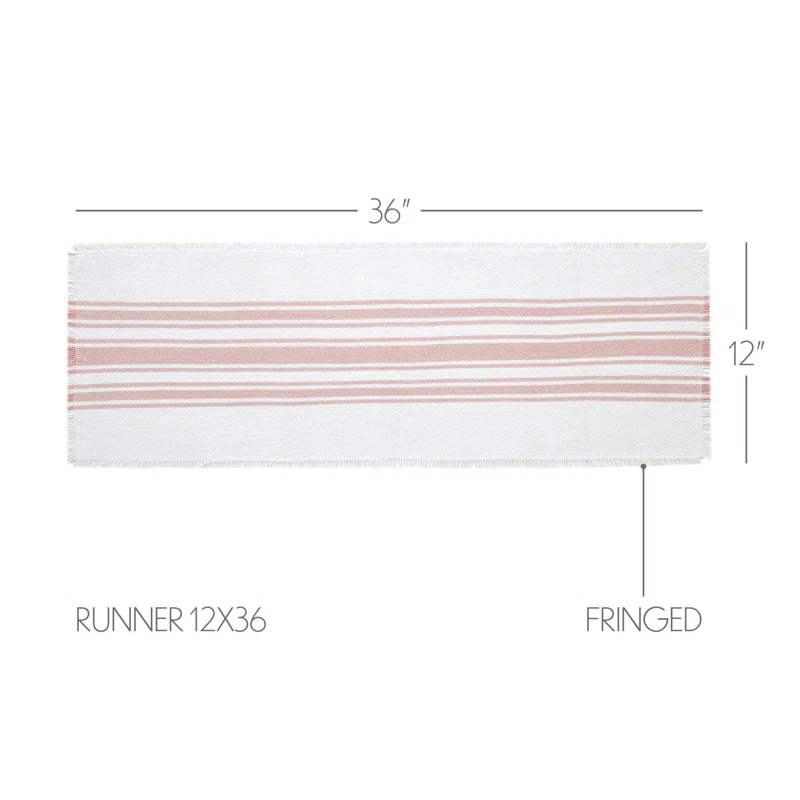 VHC Brands Antique White Stripe Coral Indoor/Outdoor Runner 12X36