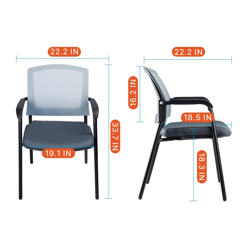 Inbox Zero Nashiya CLATINA Mesh Back 22.2" W Stackable Seat Waiting Room Chair with Metal Frame