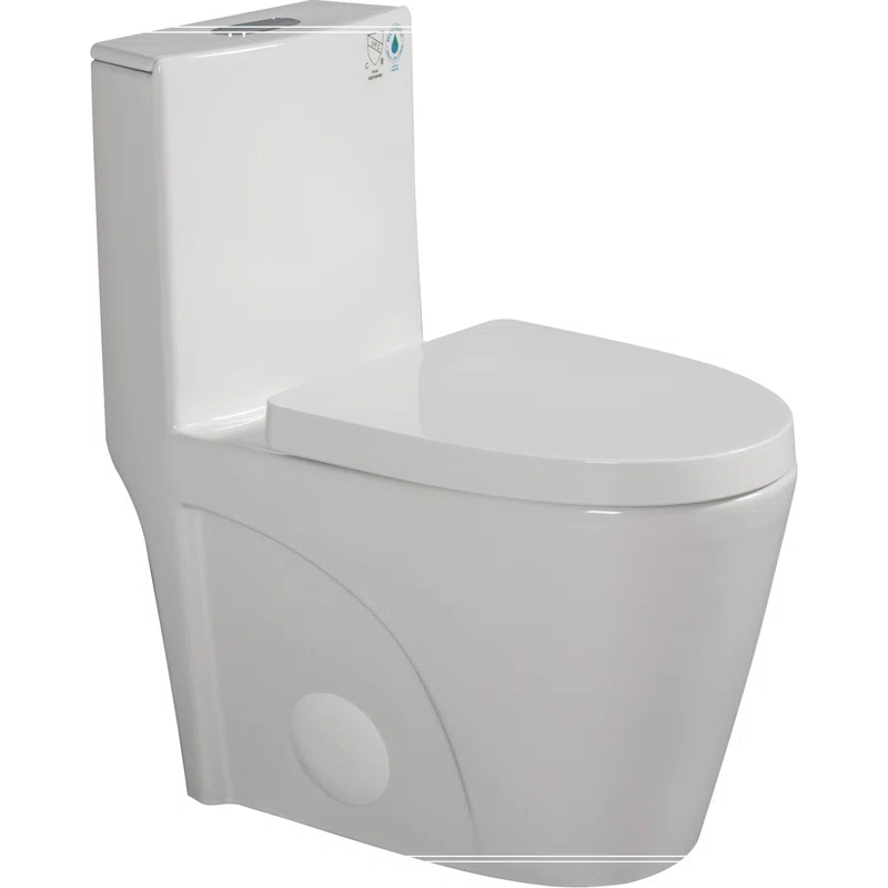 One-Piece Toilet, 1.1/1.60 GPF Water-Efficient Dual-Flush Elongated Comfort Height Floor Mounted, Standard-Size Toilet With Soft Closing Seat Included