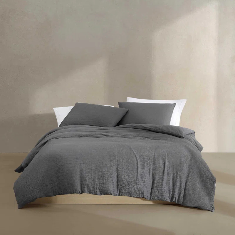 Calvin Klein Seersucker Reversible 3 Piece Duvet Cover Set