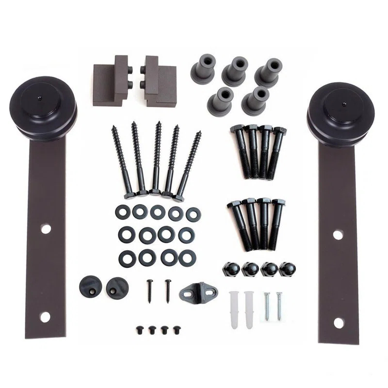 Calhome 36'' x 84'' Solid Wood Paneled Painted with Installation Hardware Kit Barn Door