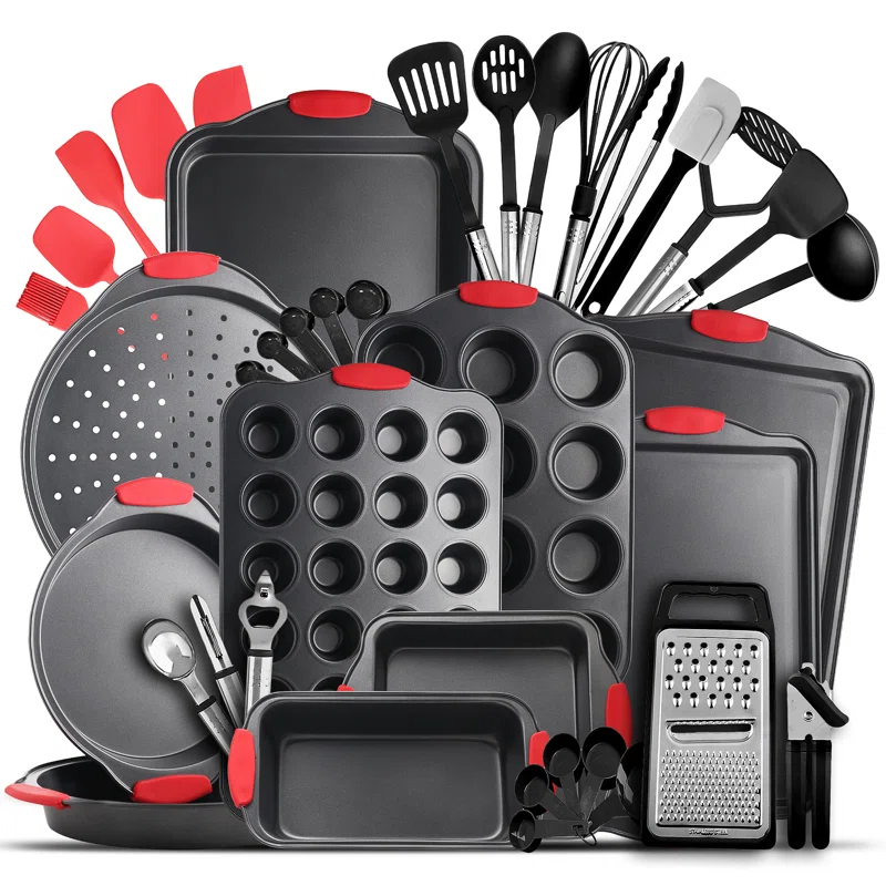 Joytable 15 Piece Bakeware Set + 24 Piece Utensil Set - Stainless Steel, Non-Stick, Dishwasher Safe, And Heat Resistant