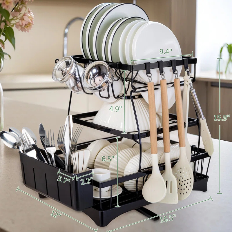 3 Tier Dish Drying Rack for Kitchen Counter