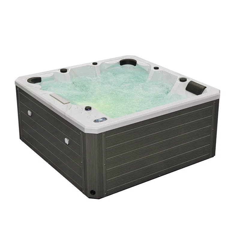 Luxury Spas Luxury Spas 240 Volt 5 Person Galley - Person 69 - Jet Acrylic Square Hot Tub With Ozonator In Cloud Gray