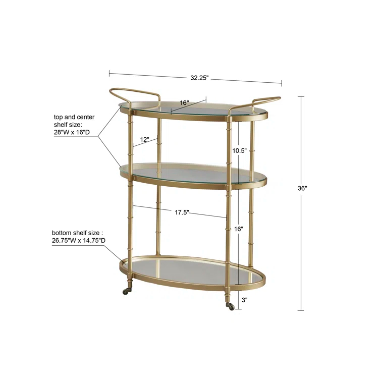 Madison Park Signature Lauren Metal Bar Cart