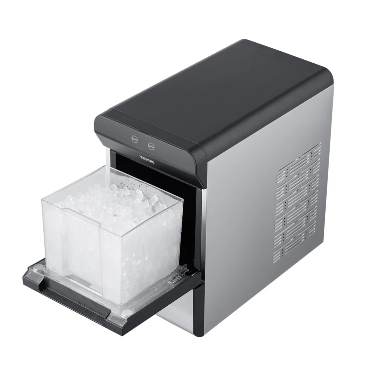VEVOR Nugget Ice Maker, 37Lbs In 24 Hrs, Manual Auto Refill Self Cleaning Countertop Ice Maker Portable Nugget Ice Maker With Scoop And Basket